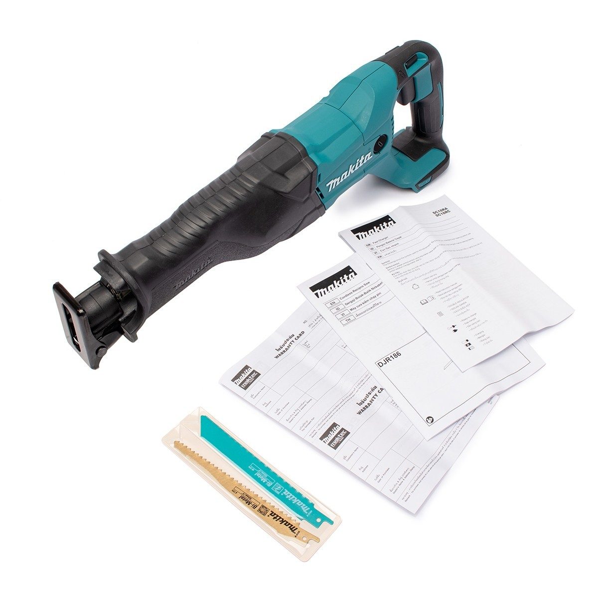 MAKITA เลื่อยชักไร้สาย 18 โวลต์ รุ่น DJR186Z ความยาวช่วงชัก 1-1/4 นิ้ว ไม่รวมแบตเตอรี่-แท่นชาร์จ (มากีต้า)