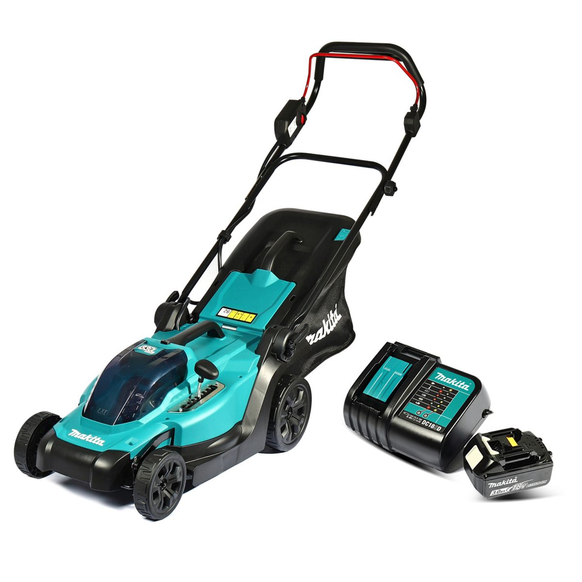 MAKITA รถเข็นตัดหญ้าไร้สาย 18 โวลต์ ความกว้างในการตัด 330 มม. รุ่น DLM330SF กำลังไฟ 450 วัตต์ ถังเก็บหญ้า 30 ลิตร รวมแบตเตอรี่-แท่นชาร์จ (มา