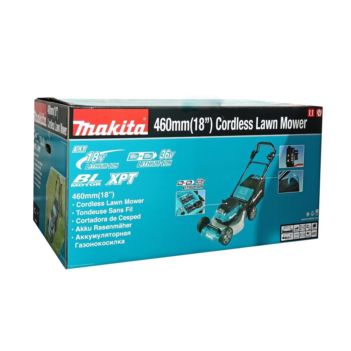 MAKITA รถเข็นตัดหญ้าไร้สาย 36 โวลต์ ความกว้างในการตัด 460 มม. รุ่น DLM462Z กำลังไฟ 1,600 วัตต์ ถังเก็บหญ้า 60 ลิตร ไม่รวมแบตเตอรี่-แท่นชาร์จ