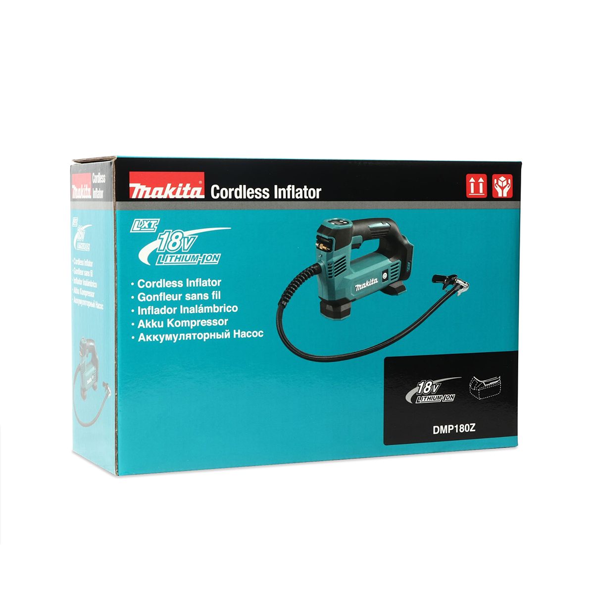 MAKITA เครื่องปั๊มลมไร้สาย 18 โวลต์ แรงดันอากาศสูงสุด 830 KPA (121 PSI) รุ่น DMP180Z สำหรับสูบลมยางรถยนต์และจักรยาน ลูกบอล ฯลฯ ไม่รวมแบตเตอร