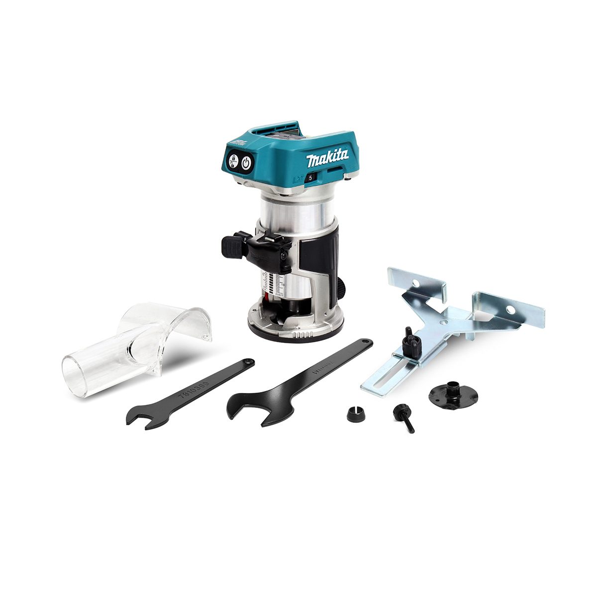 เครื่องทริมเมอร์ไร้สาย 18 โวลต์ มากีต้า (MAKITA) รุ่น DRT50Z ขนาด 6 มม. (1/4 นิ้ว) Trimmer Base 0-40 มม. Plunge Base 0-35 มม. ความเร็วรอบตัว