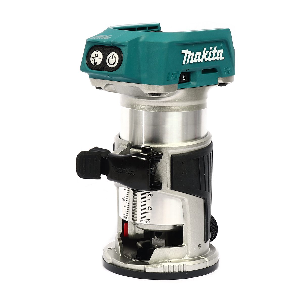 เครื่องทริมเมอร์ไร้สาย 18 โวลต์ มากีต้า (MAKITA) รุ่น DRT50Z ขนาด 6 มม. (1/4 นิ้ว) Trimmer Base 0-40 มม. Plunge Base 0-35 มม. ความเร็วรอบตัว