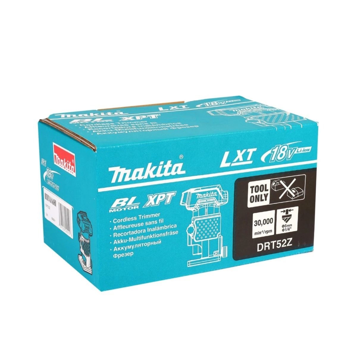 MAKITA เครื่องทริมเมอร์ไร้สาย 18 โวลต์ ขนาด 6 มม. (1/4 นิ้ว) รุ่น DRT52Z ความเร็วรอบตัวเปล่า 30,000 รอบ/นาที ไม่รวมแบตเตอรี่และแท่นชาร์จ (มา