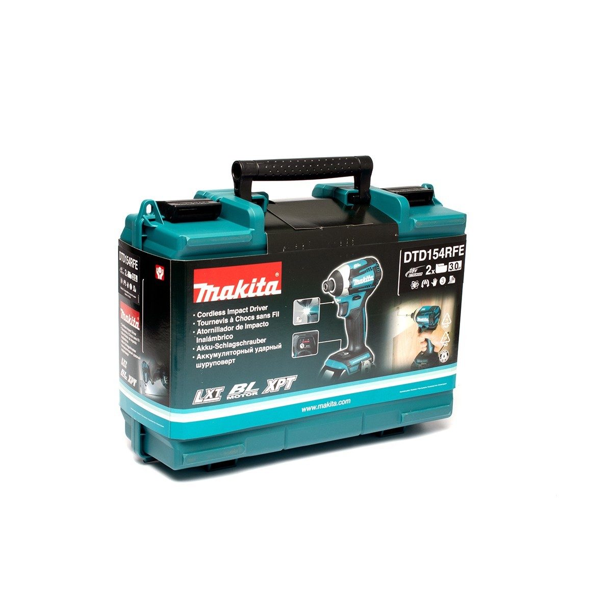 MAKITA สว่านอิมแพคไร้สาย 18V รุ่น DTD154RFE ก้านหกเหลี่ยม 1/4 นิ้ว แรงบิดสูงสุด 175 NM รวมแบตเตอรี่-แท่นชาร์จ (มากีต้า)