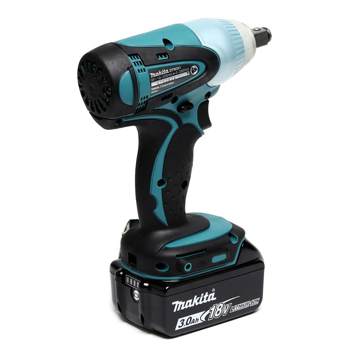 MAKITA เครื่องขันบล๊อกไร้สาย 18 โวลต์ 1/2 นิ้ว รุ่น DTW-251RFE แรงบิดสูงสุด 230 นิวตันเมตร รวมแบตเตอรี่และแท่นชาร์จ (มากีต้า)