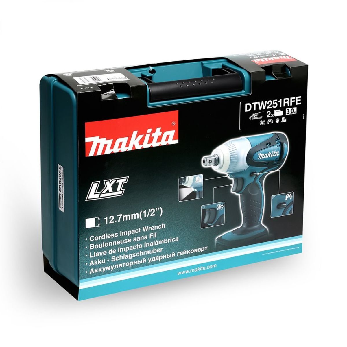 MAKITA เครื่องขันบล๊อกไร้สาย 18 โวลต์ 1/2 นิ้ว รุ่น DTW-251RFE แรงบิดสูงสุด 230 นิวตันเมตร รวมแบตเตอรี่และแท่นชาร์จ (มากีต้า)