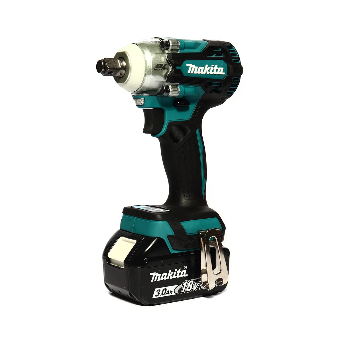 MAKITA เครื่องขันบล๊อกไร้สาย 18 โวลต์ 1/2 นิ้ว รุ่น DTW300FJX3 แรงบิดสูงสุด 330 นิวตันเมตร พร้อมชุดลูกบล็อก แกน 1/2 นิ้ว รวมแบตเตอรี่และแท่น