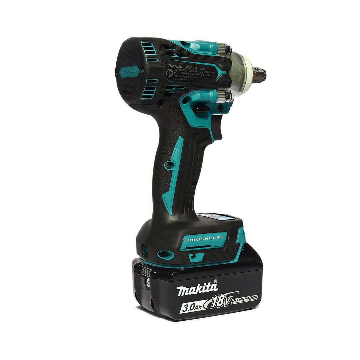 MAKITA เครื่องขันบล๊อกไร้สาย 18 โวลต์ 1/2 นิ้ว รุ่น DTW300FJX3 แรงบิดสูงสุด 330 นิวตันเมตร พร้อมชุดลูกบล็อก แกน 1/2 นิ้ว รวมแบตเตอรี่และแท่น