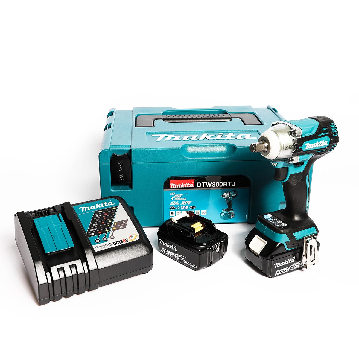 MAKITA เครื่องขันบล๊อกไร้สาย 18 โวลต์ 1/2 นิ้ว รุ่น DTW300RTJ แรงบิดสูงสุด 330 นิวตันเมตร รวมแบตเตอรี่และแท่นชาร์จ (มากีต้า)