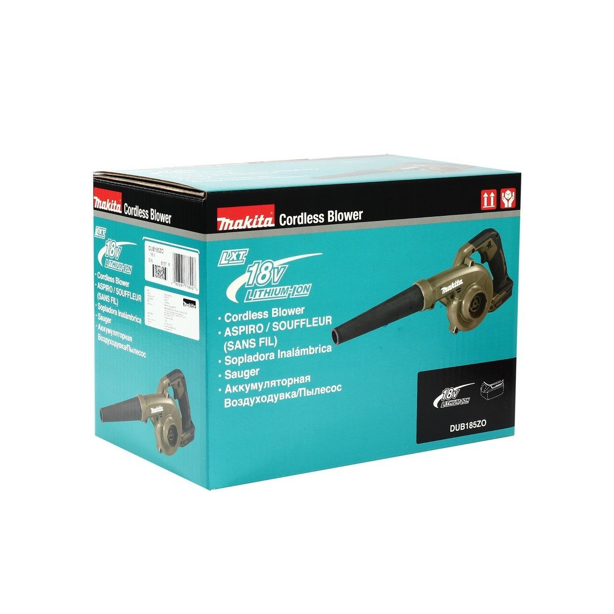 MAKITA เครื่องเป่าลมไร้สาย 18 โวลต์ รุ่น DUB185ZO ความเร็วลมสูงสุด 98 เมตร/วินาที ความเร็วรอบตัวเปล่า 0-18,000 รอบ/นาที ปรับความเร็วได้ 3 ระ