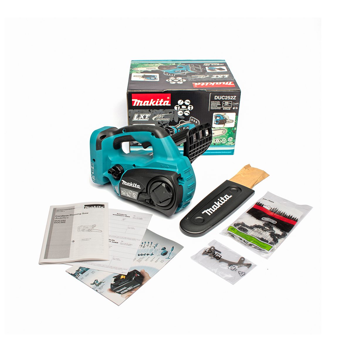 MAKITA เลื่อยโซ่ไร้สาย 36 โวลต์ ความยาวบาร์ 10 นิ้ว (250 มม.) รุ่น DUC252Z ถังน้ำมันโซ่ 85 มล. ความยาวในการตัด 238 มม. (9-3/8 นิ้ว) ไม่รวมแบ