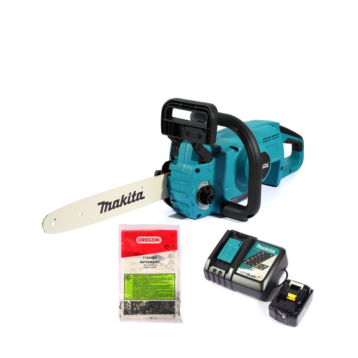 MAKITA เลื่อยโซ่ไร้สาย 18 โวลต์ ความยาวบาร์ 12 นิ้ว รุ่น DUC307RTX1 ความจุถังน้ำมันโซ่ 150 มล. มอเตอร์ไร้แปรงถ่าน รวมแบตเตอรี่และแท่นชาร์จ (
