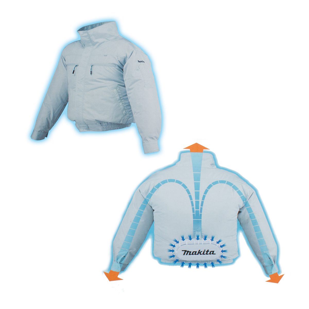 MAKITA เสื้อแจ็คเก็ตพัดลมไร้สาย 12/18 โวลต์ ไซส์ 3L รุ่น FJ202DZ3L ผ้าโพลีเอสเตอร์ ปรับได้ 4 ระดับ มีกระเป๋า 6 ช่อง ไม่รวมแบตเตอรี่ - แท่นชา