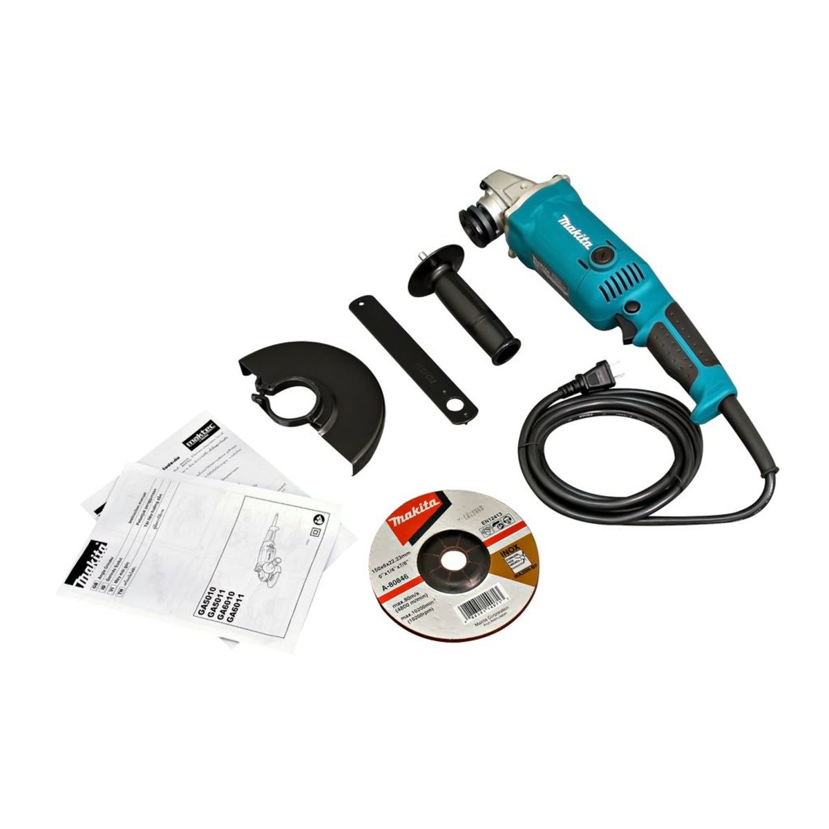MAKITA เครื่องเจียรไฟฟ้า ขนาด 6 นิ้ว กำลังไฟ 1,050 วัตต์ รุ่น GA-6010 ความเร็วรอบตัวเปล่า 10,000 รอบ/นาที มีฉนวนสองชั้น (มากีต้า)