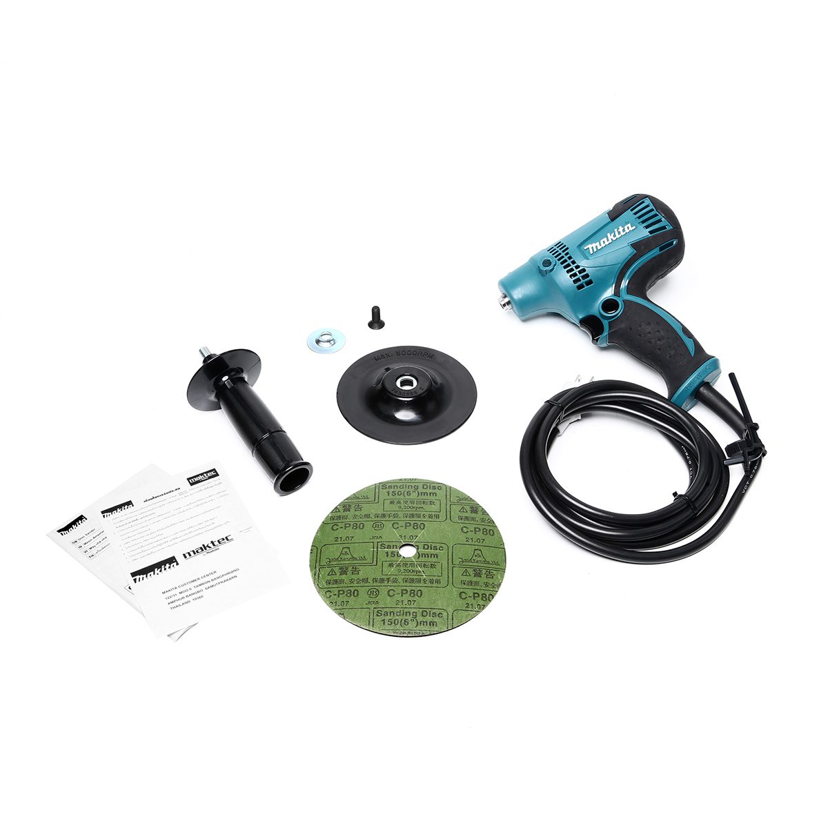 MAKITA เครื่องขัดกระดาษทราย ขนาด 6 นิ้ว (150 มม.) กำลังไฟ 440 วัตต์ รุ่น GV-6010 ความเร็วรอบตัวเปล่า 4,500 รอบ/นาที (มากีต้า)