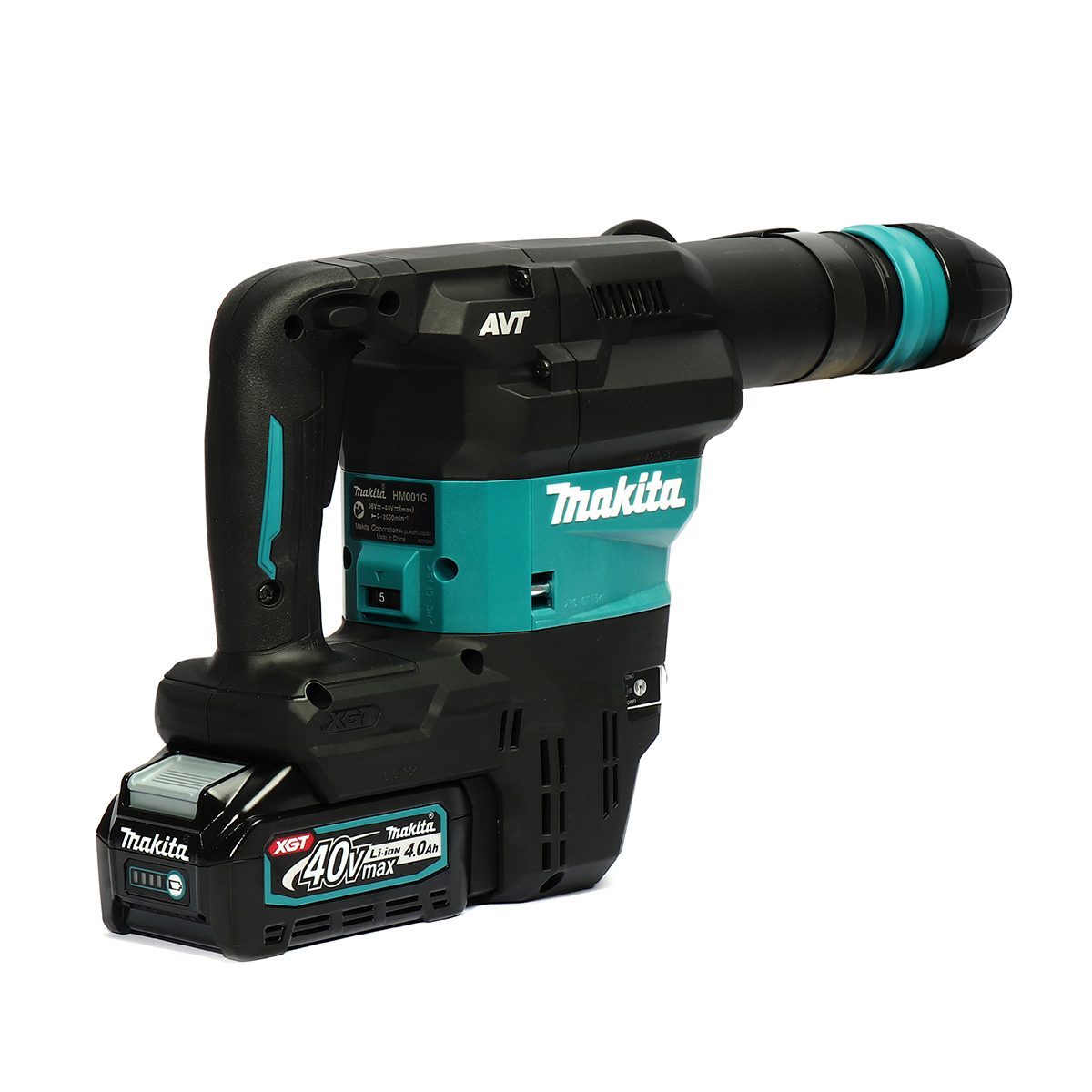 MAKITA เครื่องสกัดไร้สาย 40 โวลต์ ขนาด 18 มม. (11/16 นิ้ว) รุ่น HM001GM202 ใช้กับดอกสว่าน SDS-MAX พลังงานการกระแทก EPTA 9.4 จูล รวมแบตเตอรี่