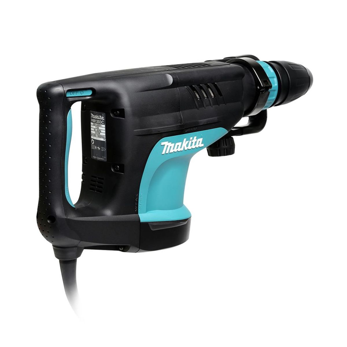 MAKITA เครื่องสกัดคอนกรีตไฟฟ้า 19.1 จูล กำลังไฟ 1,510 วัตต์ รุ่น HM-1203C อัตราการกระแทก 950-1,900 ครั้ง/นาที ใช้กับดอก SDS-MAX มีฉนวนสองชั้