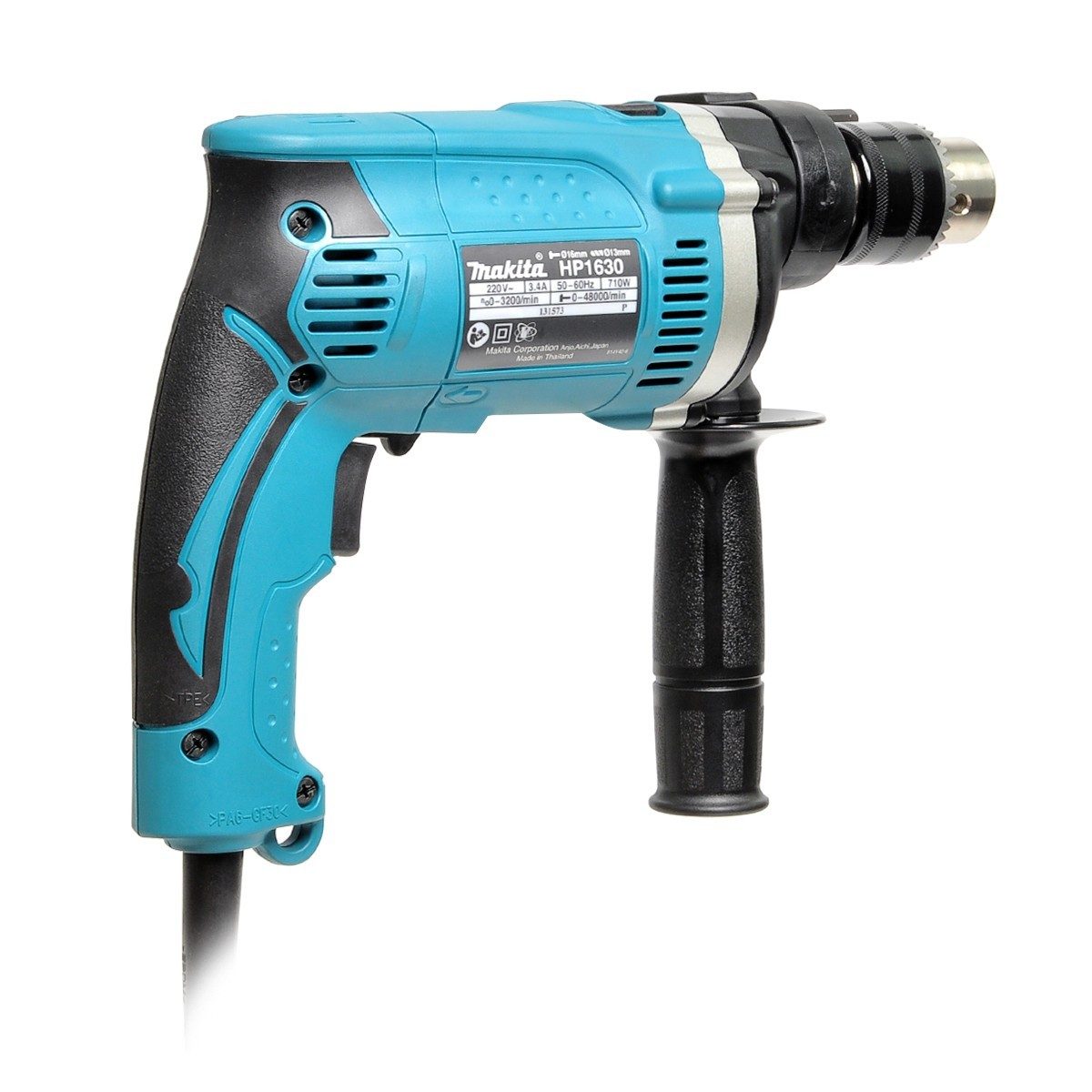 MAKITA สว่านกระแทกไฟฟ้า ขนาด 16 มม. (5/8 นิ้ว) กำลังไฟ 710 วัตต์ รุ่น HP1630KX3 ความเร็วรอบตัวเปล่า 0 - 3,200 รอบ/นาที (มากีต้า)