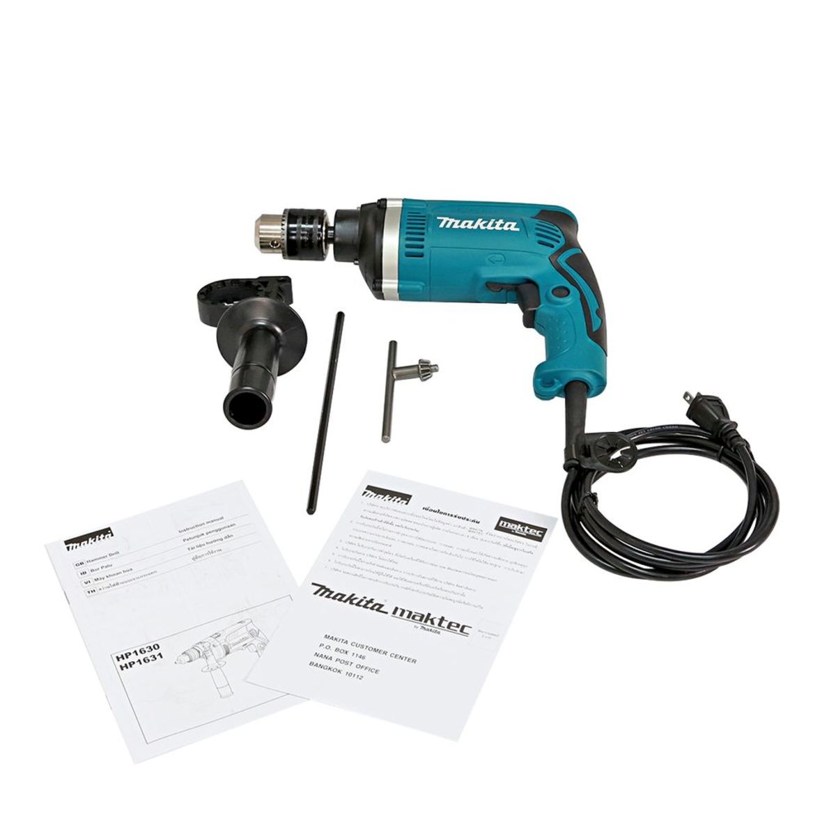 MAKITA สว่านกระแทกไฟฟ้า ขนาด 16 มม. (5/8 นิ้ว) กำลังไฟ 710 วัตต์ รุ่น HP-1630 ความเร็วรอบ 0 - 3,200 รอบ/นาที มีฉนวนสองชั้น ปรับซ้ายขวาได้ ปร