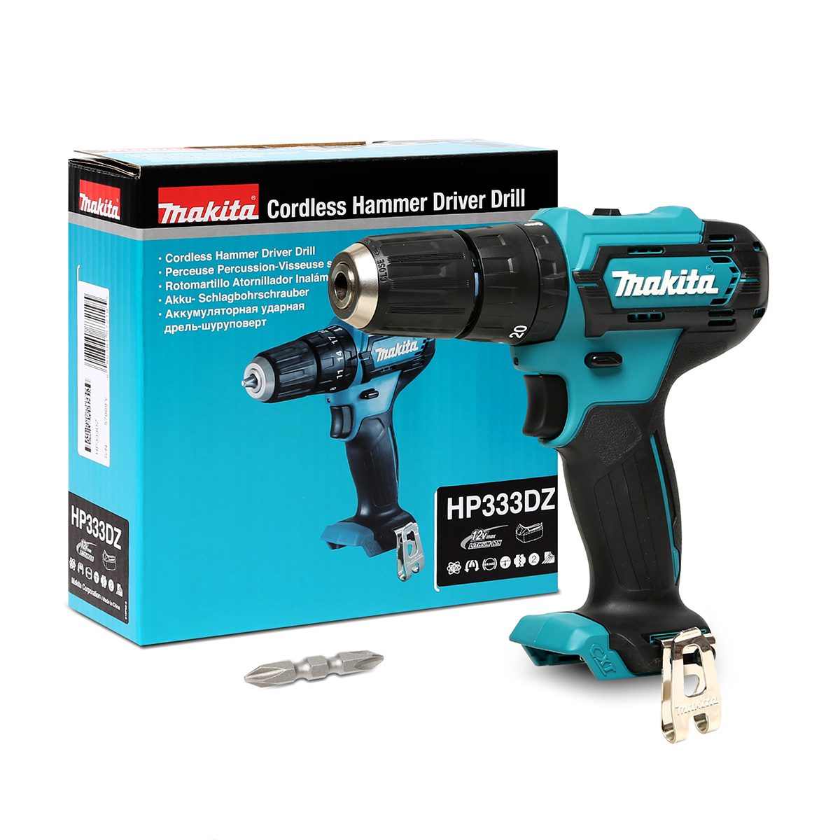 MAKITA สว่านกระแทกไร้สาย 12 โวลต์ ขนาด 10 มม. (3/8 นิ้ว) รุ่น HP333DZ แรงบิดหมุน 28 นิวตันเมตร ไม่รวมแบตเตอรี่-แท่นชาร์จ (มากีต้า)