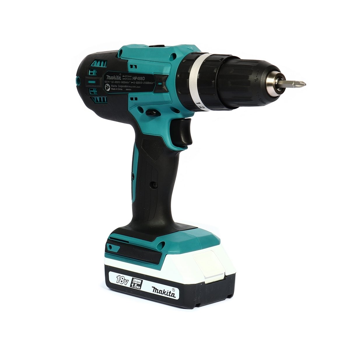 MAKITA สว่านกระแทกไร้สาย G-TYPE 18 โวลต์ ขนาด 13 มม. (1/2 นิ้ว) รุ่น HP488D002 แรงบิดหมุน 38 นิวตันเมตร รวมแบตเตอรี่-แท่นชาร์จ (มากีต้า)