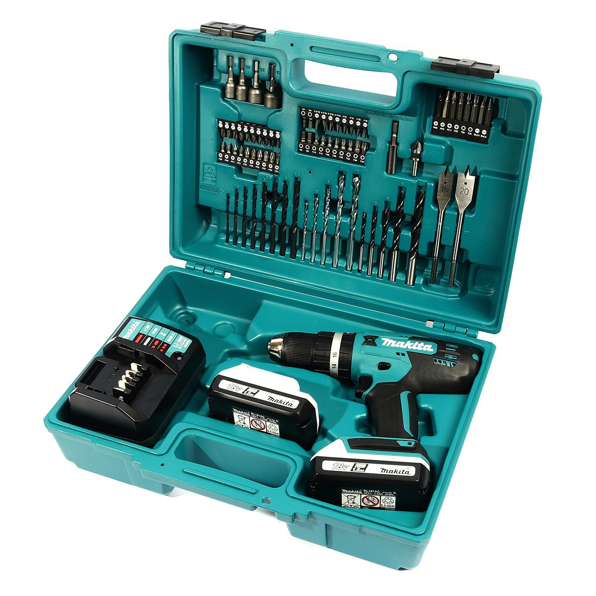 MAKITA สว่านกระแทกไร้สาย G-TYPE 18 โวลต์ ขนาด 13 มม. (1/2 นิ้ว) รุ่น HP488DYEX1 แรงบิดหมุน 38 นิวตันเมตร พร้อมอุปกรณ์เสริม 74 ชิ้น รวมแบตเตอ