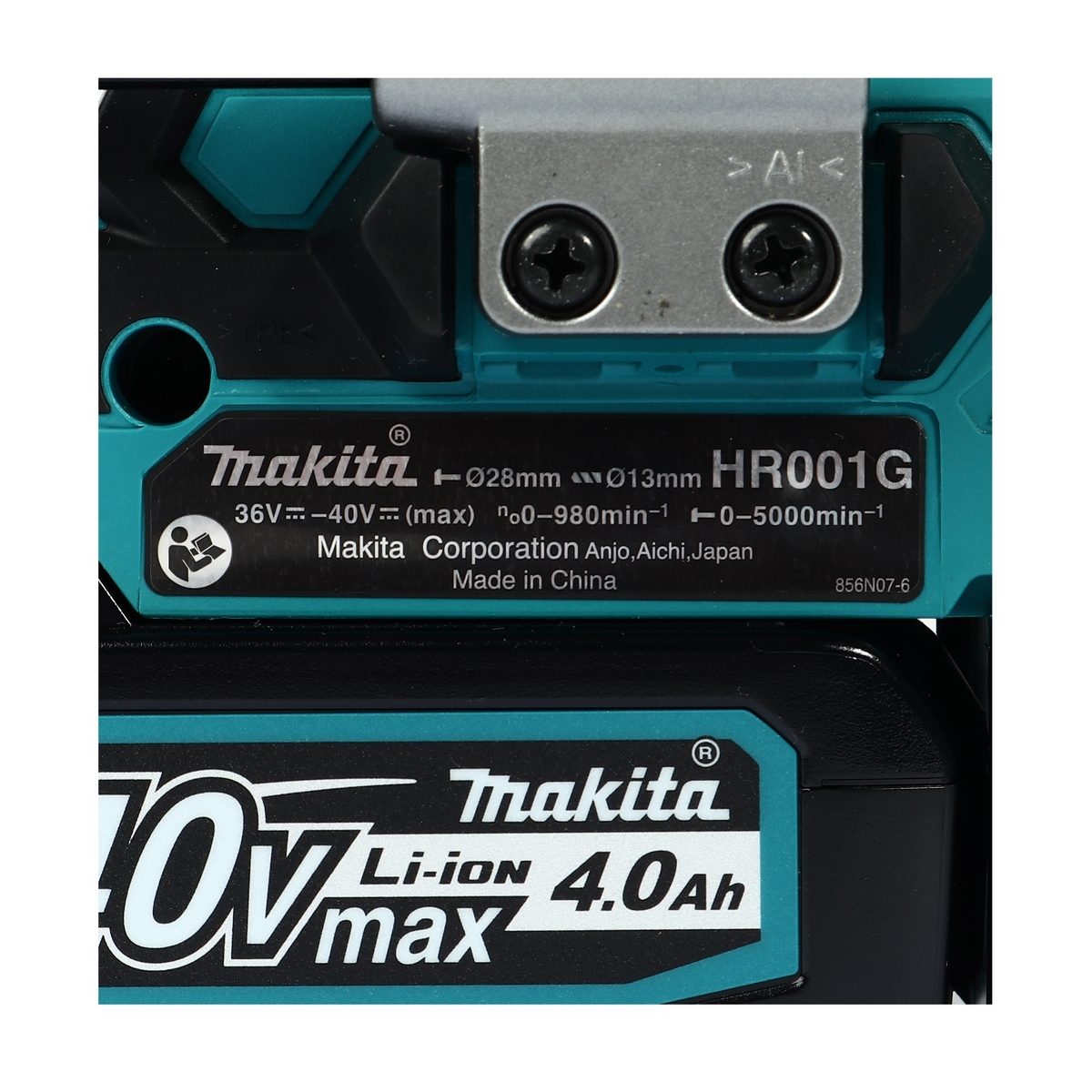 MAKITA สว่านโรตารี่ไร้สาย 40 โวลต์ ขนาด 28 มม. (1-1/8 นิ้ว) รุ่น HR001GM201 ขนาดหัวจับดอกสว่าน 1/2 นิ้ว ใช้กับดอกสว่าน SDS PLUS รวมแบตเตอรี่