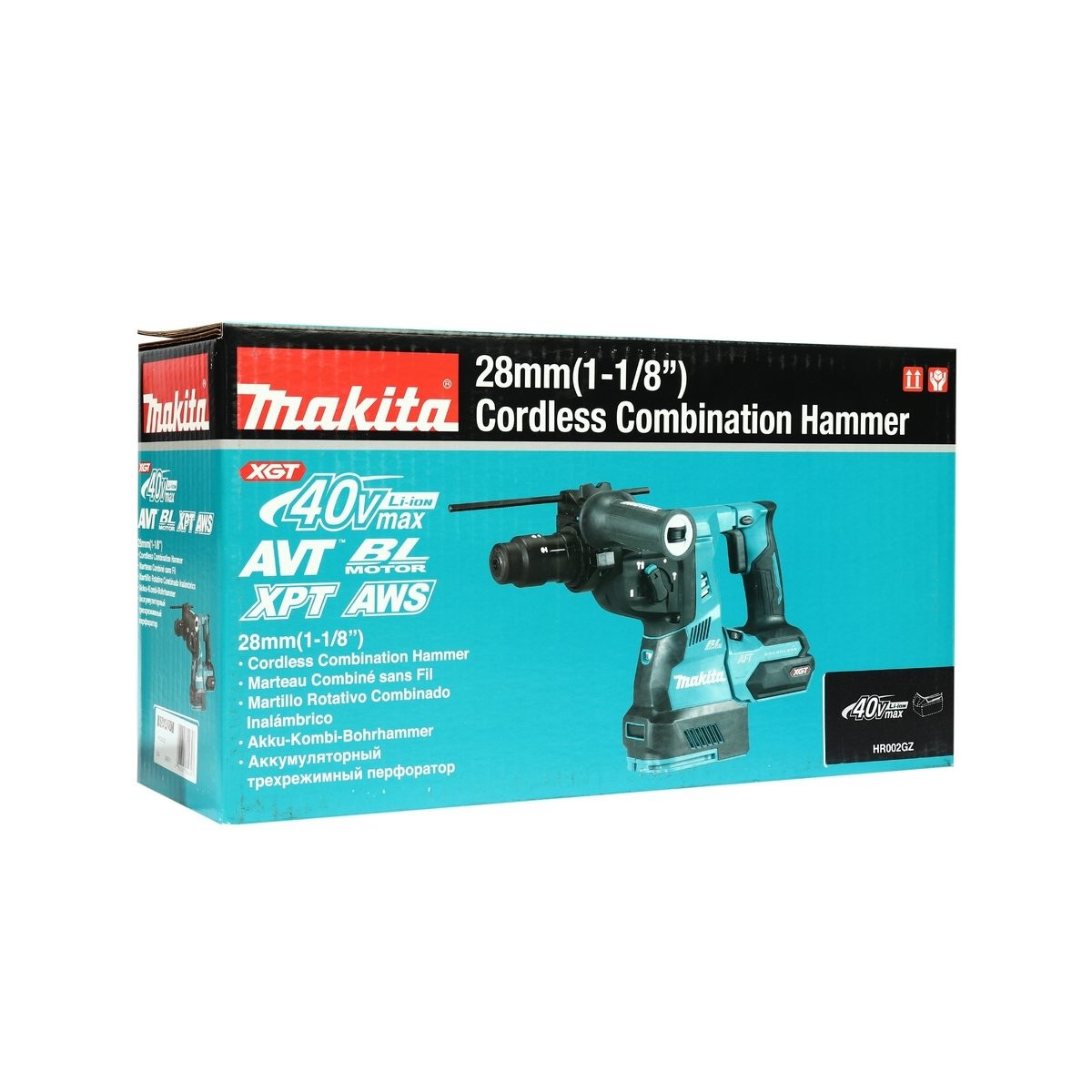 MAKITA สว่านโรตารี่ไร้สาย 40 โวลต์ ขนาด 28 มม. (1-1/8 นิ้ว) รุ่น HR002GZ ขนาดหัวจับดอกสว่าน 1/2 นิ้ว ใช้กับดอกสว่าน SDS PLUS ไม่รวมแบตเตอรี่
