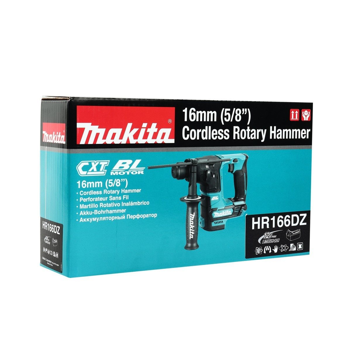 MAKITA สว่านโรตารี่ไร้สาย 12 โวลต์ ขนาด 16 มม.(5/8 นิ้ว) รุ่น HR166DZ ใช้กับดอกสว่าน SDS-PLUS ไม่รวมแบตเตอรี่-แท่นชาร์จ (มากีต้า)