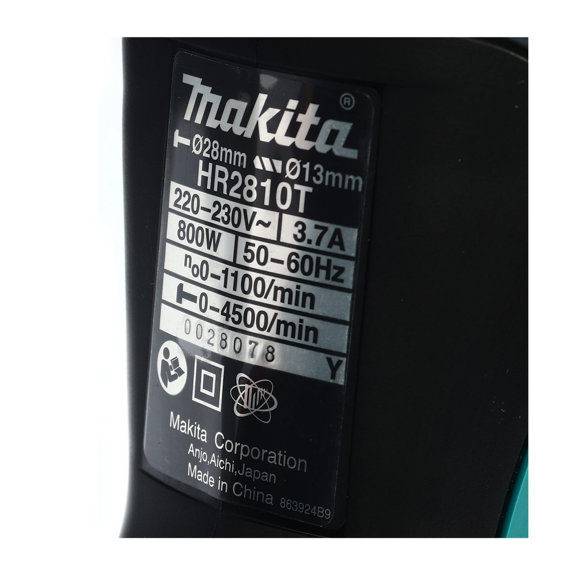 MAKITA สว่านโรตารี่ไฟฟ้า 3 ระบบ 28 มม. (1-1/8 นิ้ว) กำลังไฟ 800 วัตต์ รุ่น HR-2810T พลังงานการกระแทก 2.9 จูล ใช้กับดอก SDS-PLUS เปลี่ยนหัวแบ