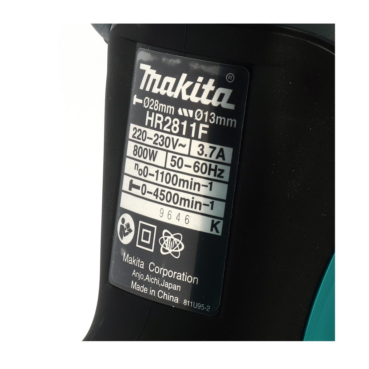 MAKITA สว่านโรตารี่ไฟฟ้า ขนาด 28 มม. (1-1/8 นิ้ว) กำลังไฟ 800 วัตต์ รุ่น HR-2811F พลังงานการกระแทก 2.8 จูล ใช้กับดอก SDS-PLUS พร้อมไฟ LED ส่