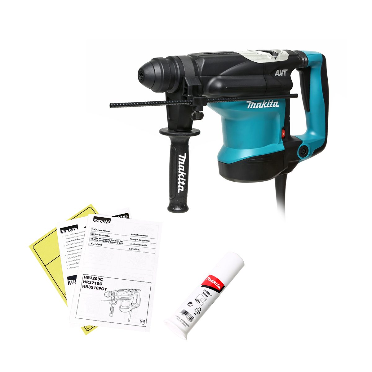 MAKITA สว่านโรตารี่ไฟฟ้า ขนาด 32 มม. (1-1/4 นิ้ว) กำลังไฟ 850 วัตต์ รุ่น HR-3210C พลังงานการกระแทก 5.0 จูล ลดแรงสั่นสะเทือน ใช้กับดอก SDS-PL