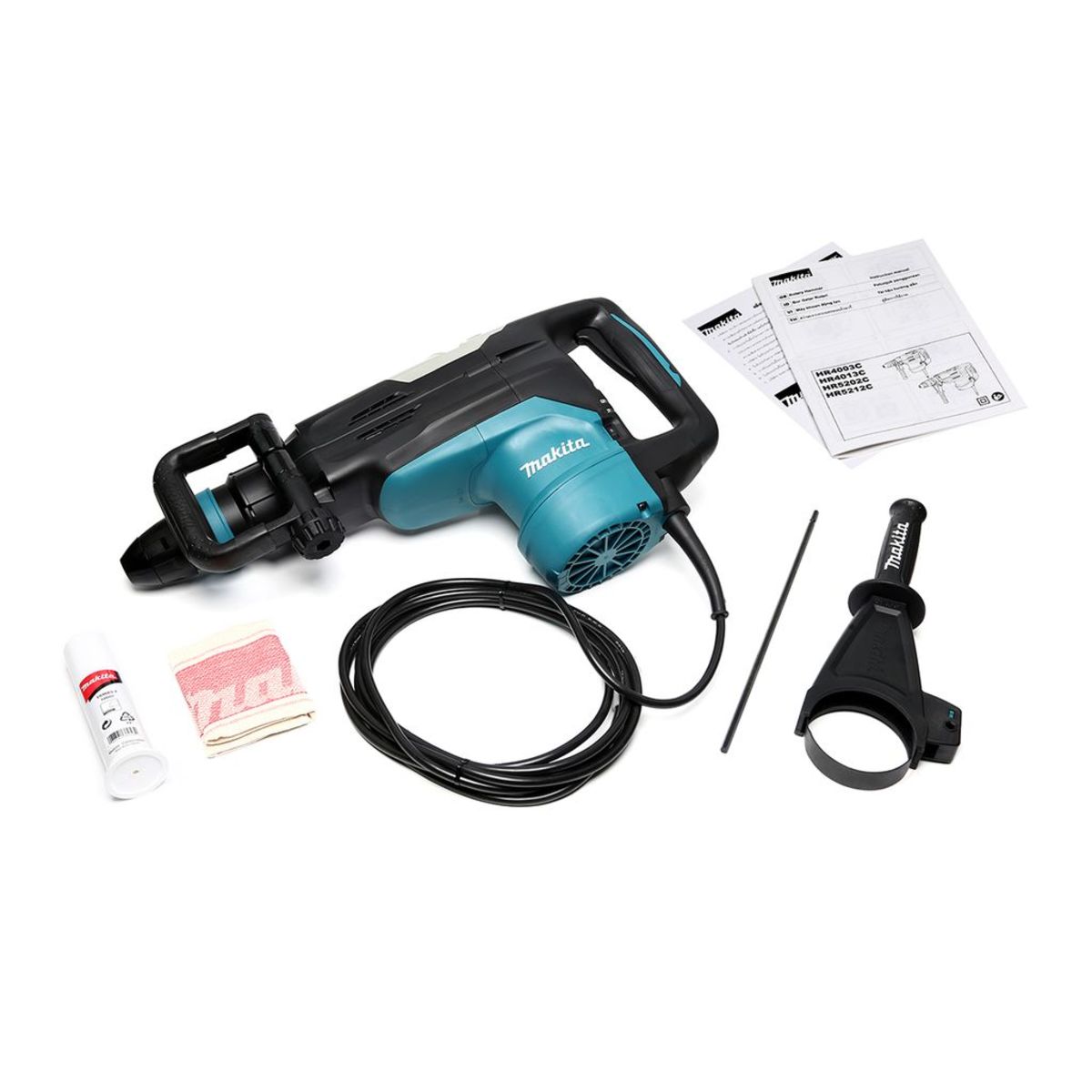 MAKITA สว่านโรตารี่ไฟฟ้า ขนาด 52 มม. (2-1/16 นิ้ว) กำลังไฟ 1,510 วัตต์ รุ่น HR-5202C พลังงานการกระแทก 19.1 จูล ใช้กับดอก SDS-MAX มีไฟ LED ส่