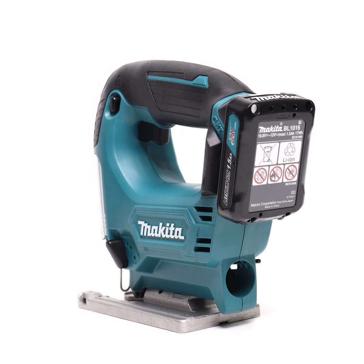 MAKITA เลื่อยจิกซอไร้สาย 12 โวลต์ รุ่น JV101DWYE ความยาวช่วงชัก 18 มม. (11/16 นิ้ว) รวมแบตเตอรี่และแท่นชาร์จ (มากีต้า)