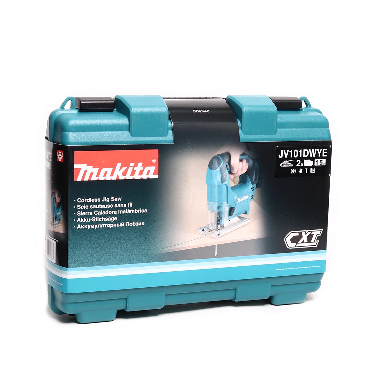MAKITA เลื่อยจิกซอไร้สาย 12 โวลต์ รุ่น JV101DWYE ความยาวช่วงชัก 18 มม. (11/16 นิ้ว) รวมแบตเตอรี่และแท่นชาร์จ (มากีต้า)