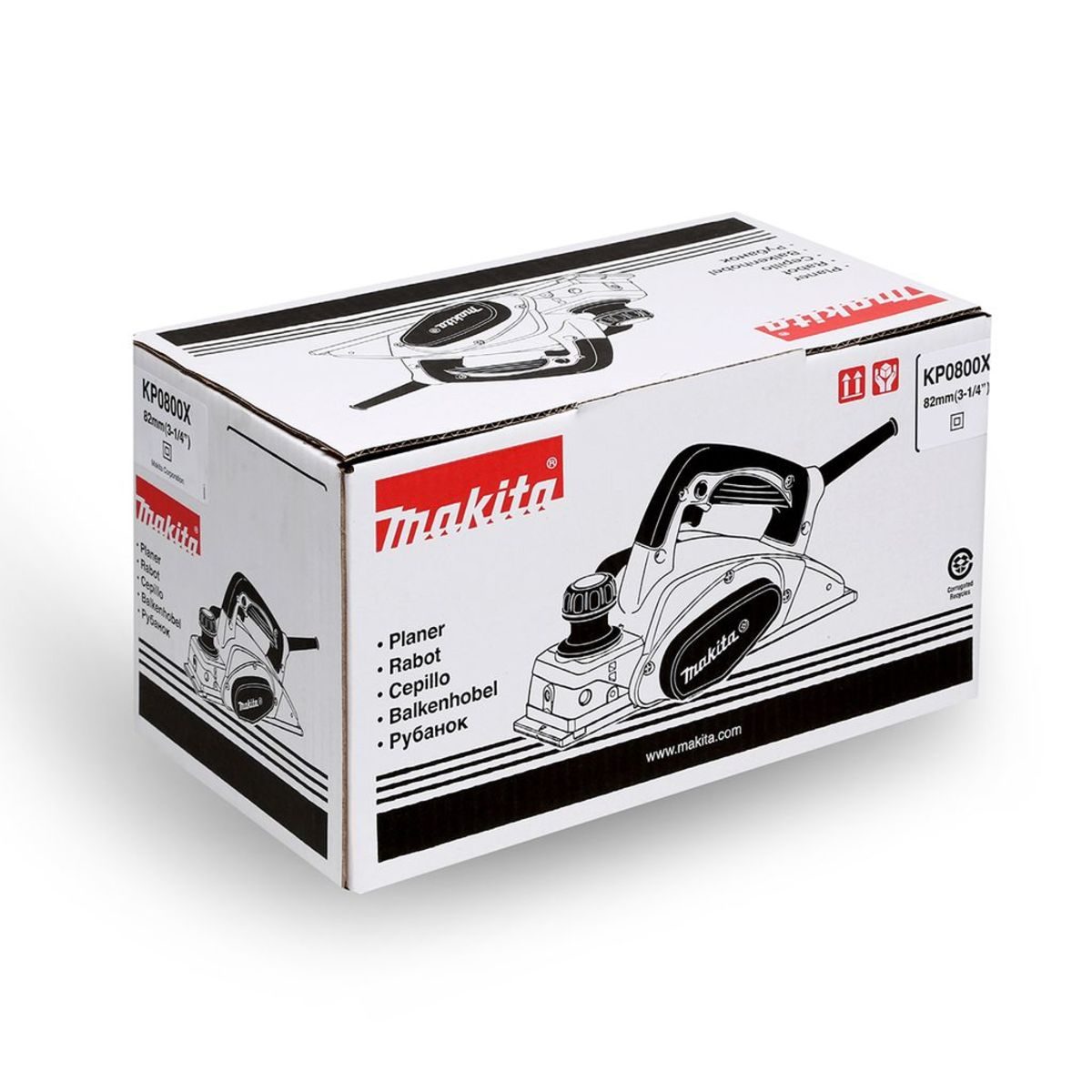 MAKITA กบไสไม้ไฟฟ้า ขนาด 3-1/4 นิ้ว (82 มม.) กำลังไฟ 620 วัตต์รุ่น KP0800X กบกินเนื้อไม้ลึก 2.5 มม. ความเร็วรอบตัวเปล่า 17,000 รอบ/นาที ลดแร