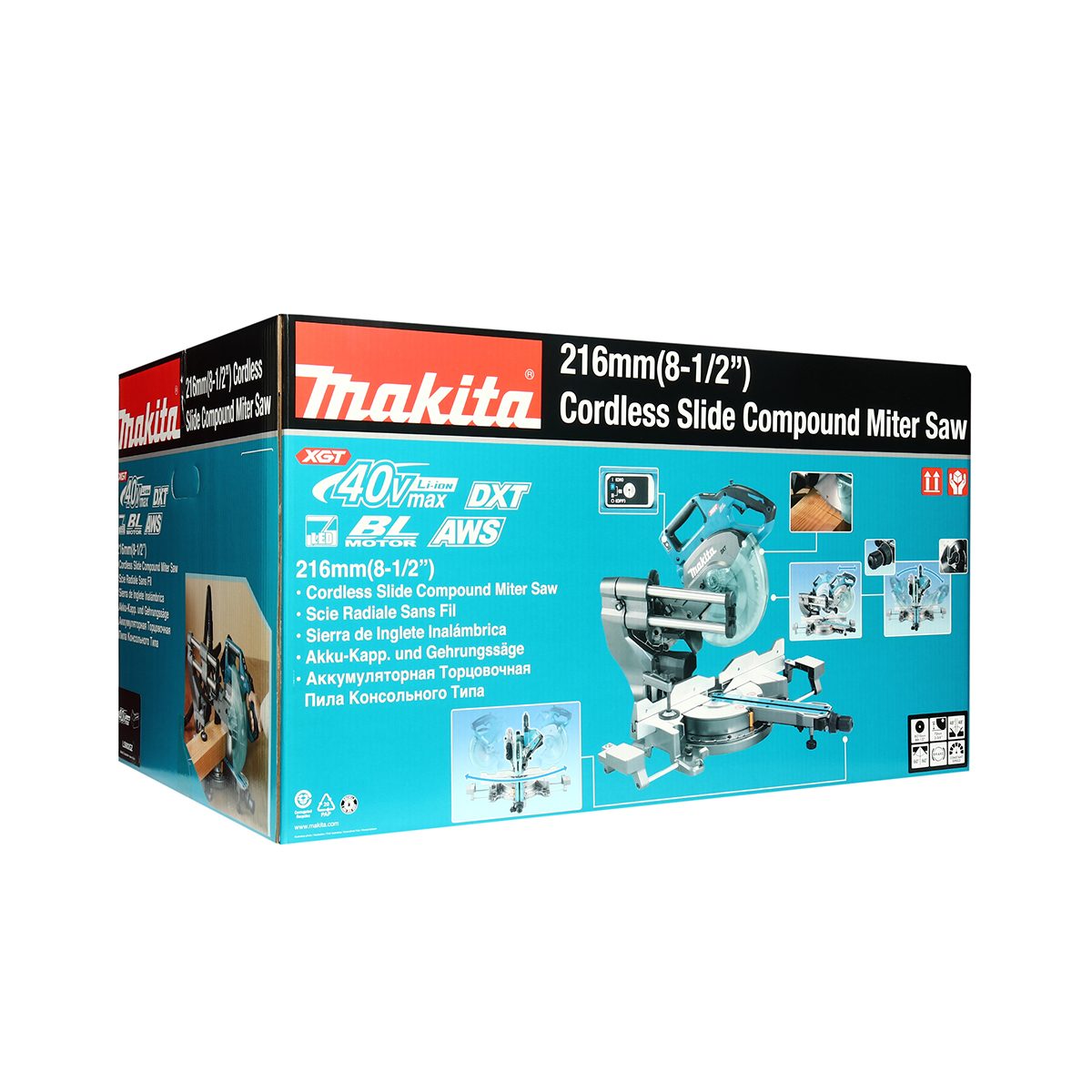 MAKITA แท่นตัดสไลท์องศาไร้สาย 40 โวลต์ ขนาด 8 นิ้ว (216 มม.) รุ่น LS002GZ ความเร็วรอบ 4,800 รอบ/นาที XGT / BL / AWS พร้อมใบเลื่อยวงเดือน TCT