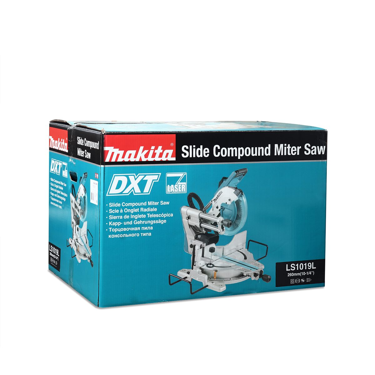 MAKITA แท่นตัดสไลท์องศา ขนาด 10-1/4 นิ้ว (260 มม.) กำลังไฟ 1,510 วัตต์ รุ่น LS-1019L ความเร็วรอบตัวเปล่า 3,200 รอบ/นาที มีเส้นเลเซอร์วางแนวใ