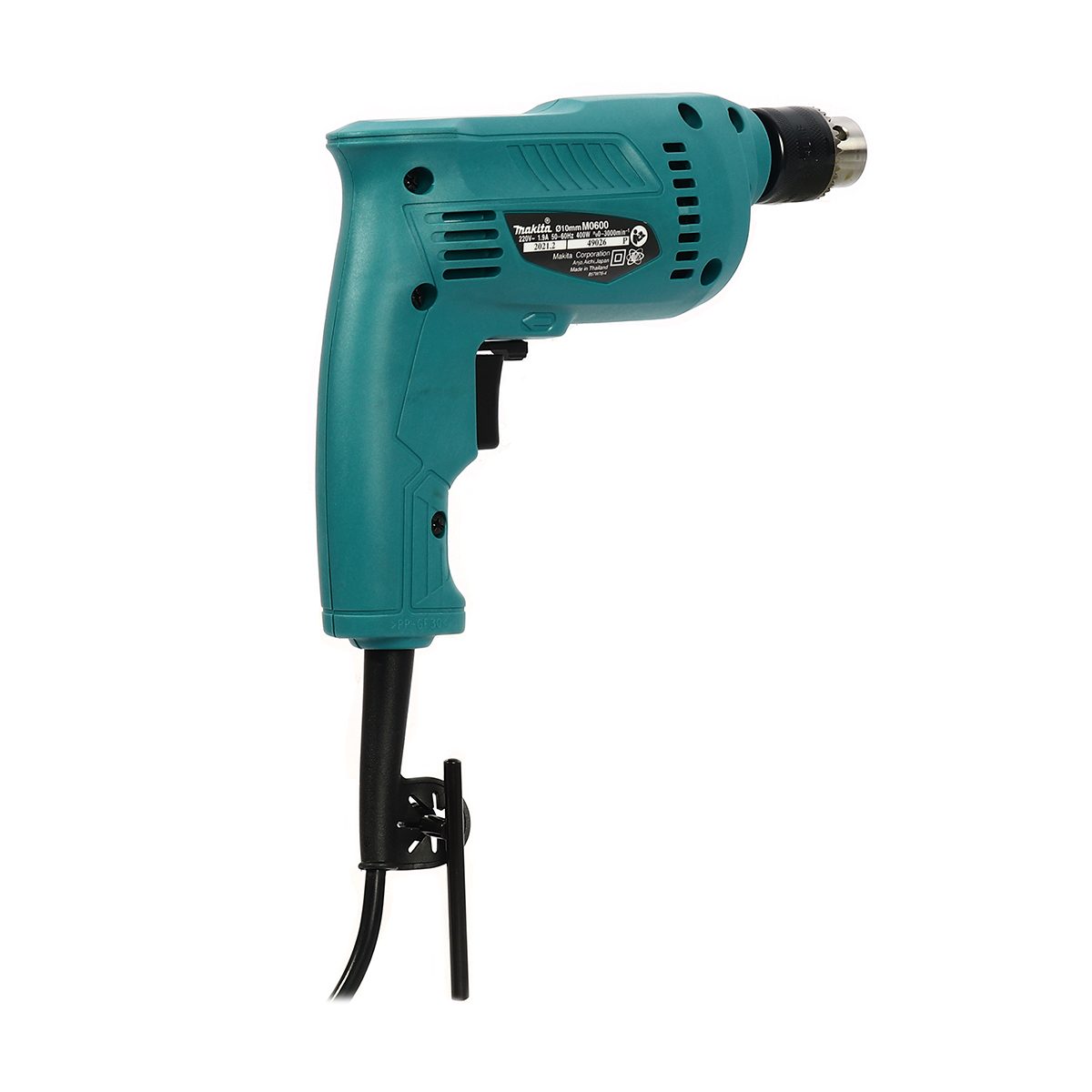MAKITA สว่านไฟฟ้า ขนาด 3/8 นิ้ว กำลังไฟ 400 วัตต์ รุ่น M0600B เจาะเหล็ก 10 มม. เจาะไม้ 20 มม. ความเร็วรอบตัวเปล่า 0-3,000 รอบ/นาที ปรับรอบซ้