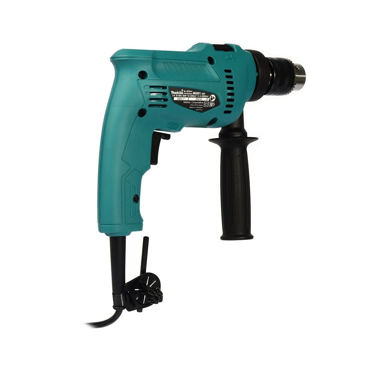 MAKITA สว่านกระแทกไฟฟ้า ขนาด 16 มม. กำลังไฟ 500 วัตต์ รุ่น M0801KX3B ความเร็วรอบตัวเปล่าสูงสุดสูงสุด 0-3,200 รอบ/นาที (มากีต้า : MT-Series)