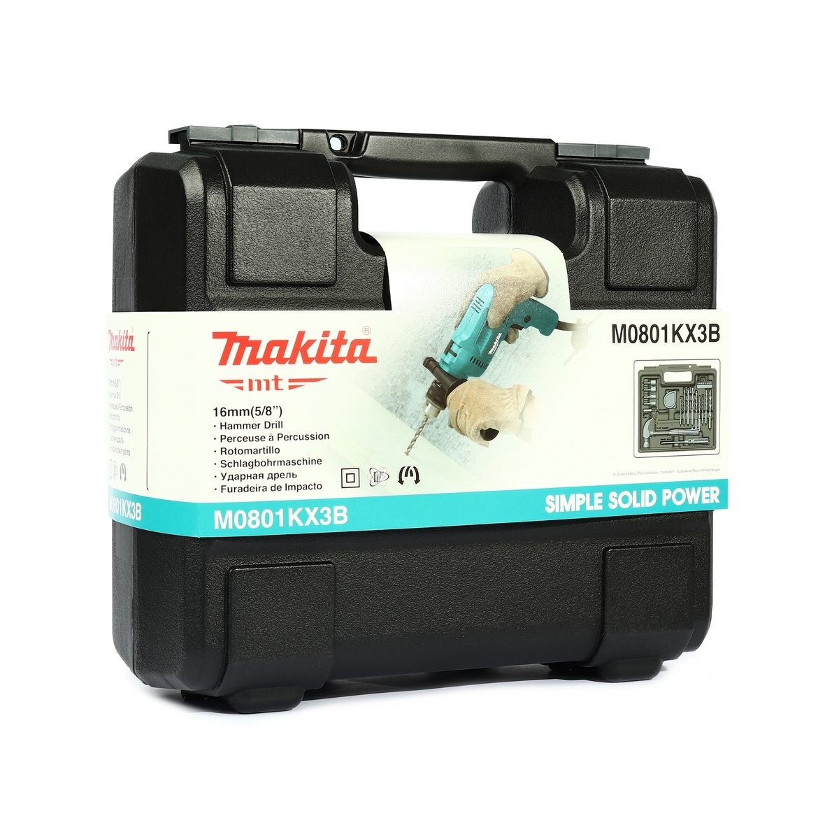 MAKITA สว่านกระแทกไฟฟ้า ขนาด 16 มม. กำลังไฟ 500 วัตต์ รุ่น M0801KX3B ความเร็วรอบตัวเปล่าสูงสุดสูงสุด 0-3,200 รอบ/นาที (มากีต้า : MT-Series)