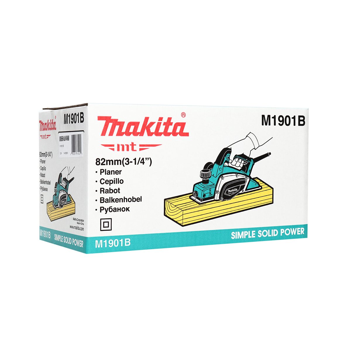 MAKITA กบไสไม้ไฟฟ้า ขนาด 3-1/4 นิ้ว (82 มม.) กำลังไฟ 500 วัตต์ รุ่น M1901B กบกินเนื้อไม้ลึก 2 มม. ความเร็วรอบตัวเปล่า 17,000 รอบ/นาที (มากีต