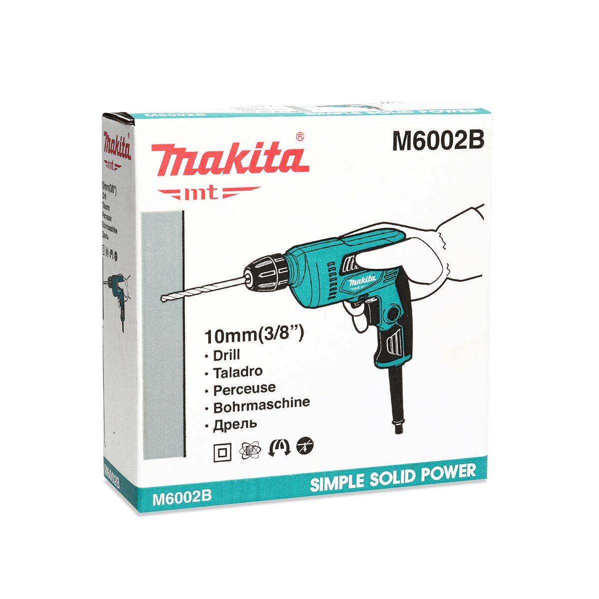 MAKITA สว่านไฟฟ้า ขนาด 3/8 นิ้ว กำลังไฟ 450 วัตต์ รุ่น M6002B เจาะเหล็ก 10 มม. เจาะไม้ 25 มม. ความเร็วรอบตัวเปล่า 0-3,000 รอบ/นาที ฉนวนสองชั