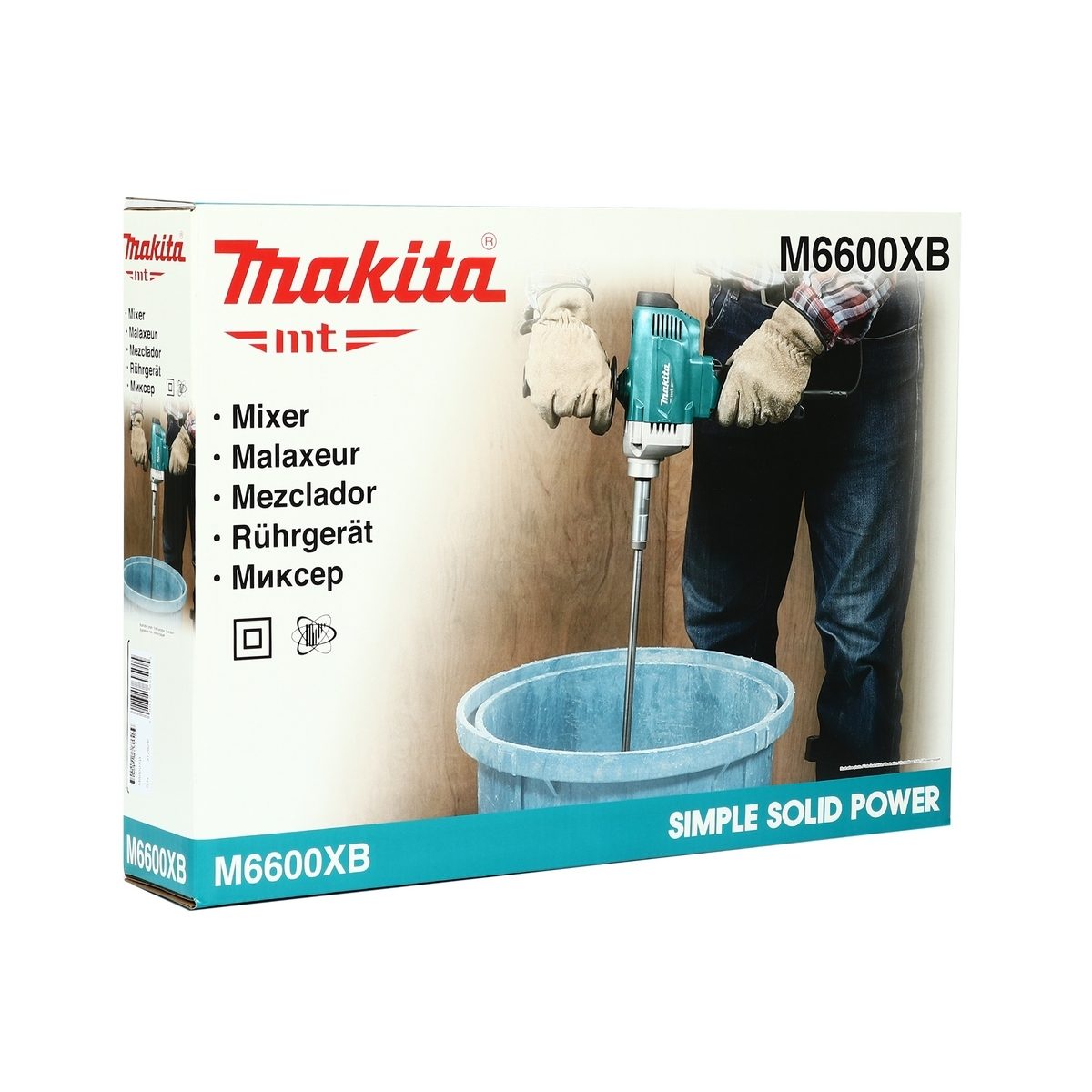 MAKITA เครื่องผสมสีไฟฟ้า ขนาด 165 มม. (6-1/2 นิ้ว) กำลังไฟ 800 วัตต์ รุ่น M6600XB ความเร็วรอบตัวเปล่าสูงสุด 0-700 รอบ/นาที มีฉนวนสองชั้น สาม