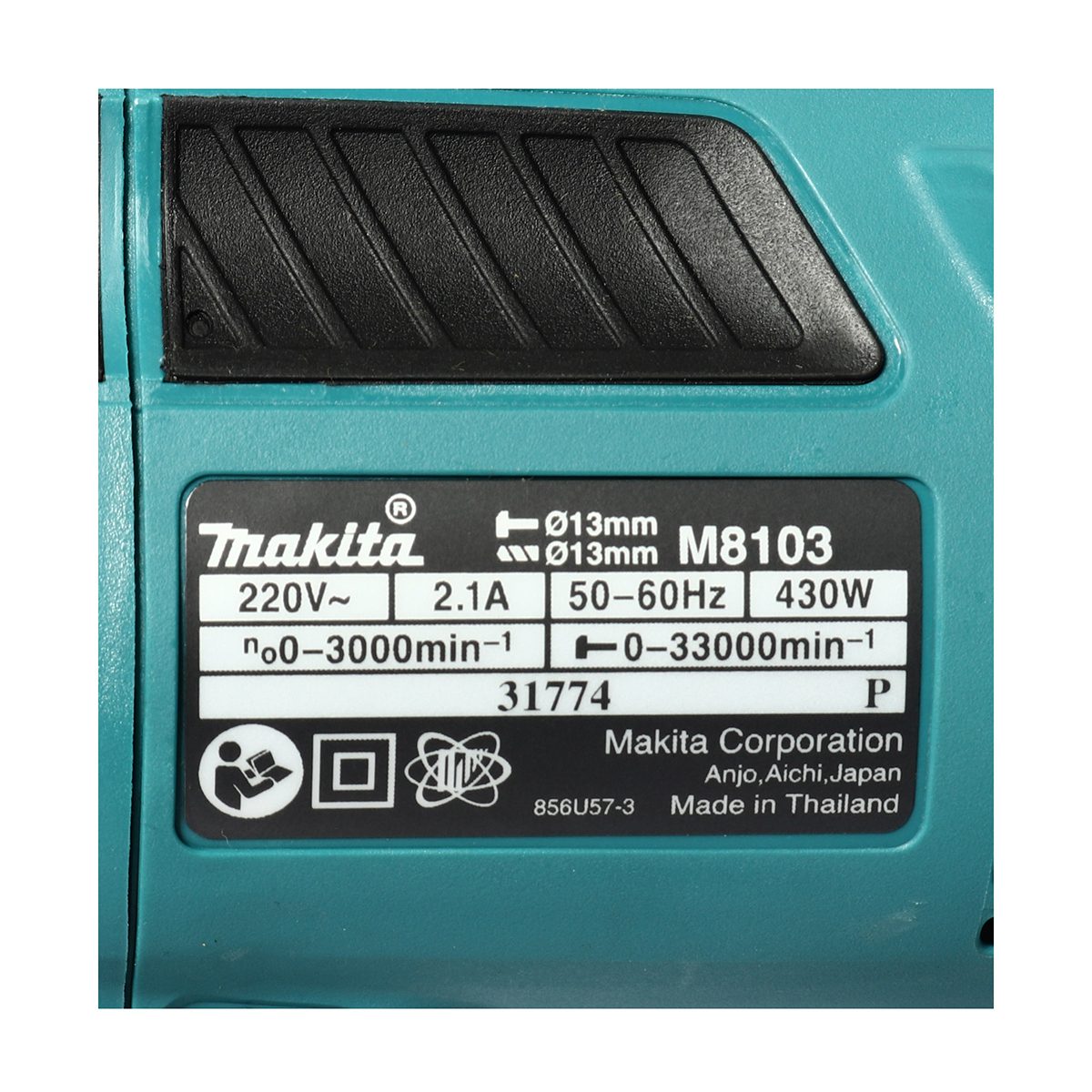 MAKITA สว่านกระแทกไฟฟ้า ขนาด 13 มม. (1/2 นิ้ว) กำลังไฟ 430 วัตต์ รุ่น M8103KX1B ความเร็วรอบตัวเปล่า 0-3,000 รอบ/นาที พร้อมอุปกรณ์เสริม 9 ชิ้