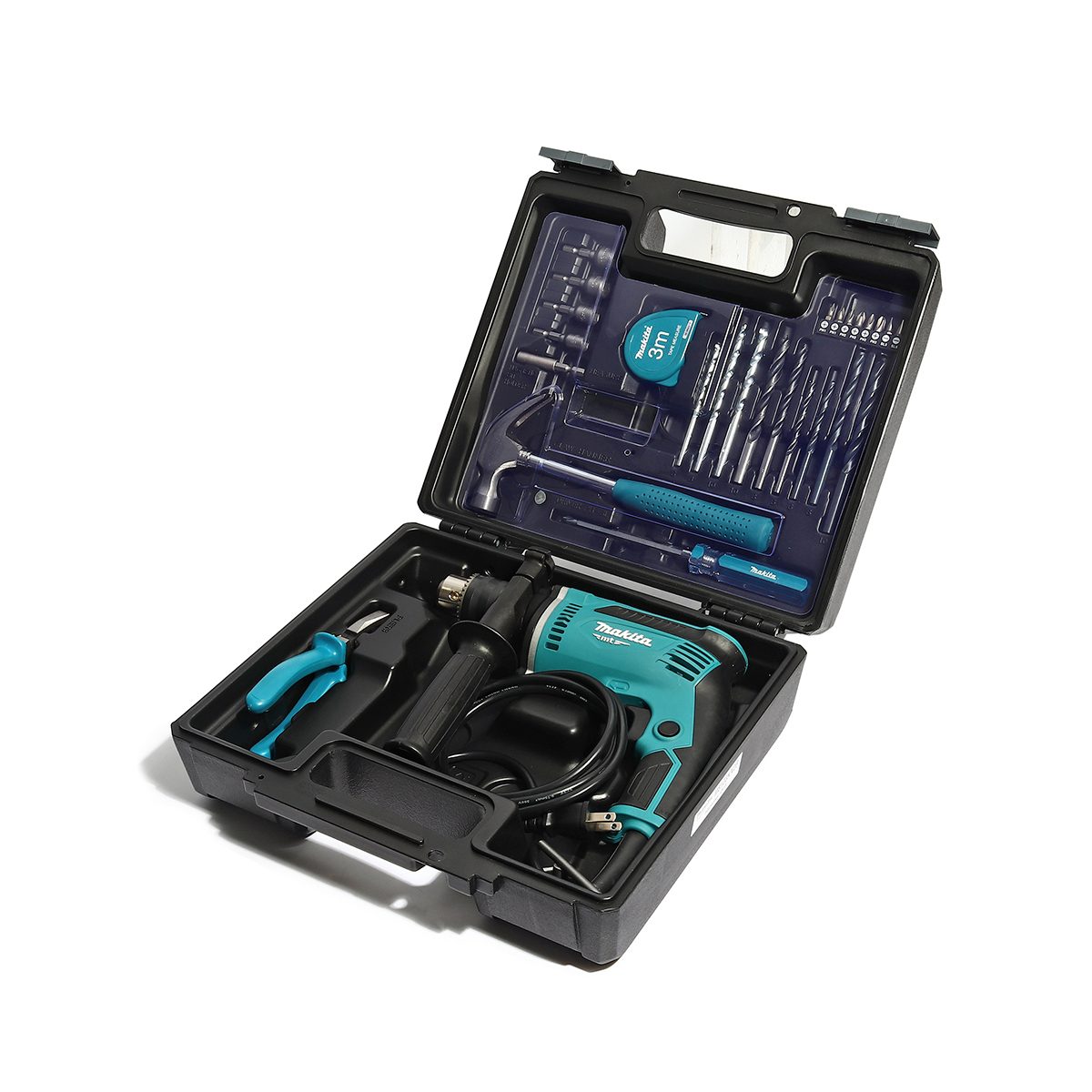 MAKITA สว่านกระแทกไฟฟ้า ขนาด 13 มม. (1/2 นิ้ว) กำลังไฟ 430 วัตต์ รุ่น M8103KX2B ความเร็วรอบตัวเปล่า 0 - 3,000 รอบ/นาที พร้อมอุปกรณ์เสริม 26 