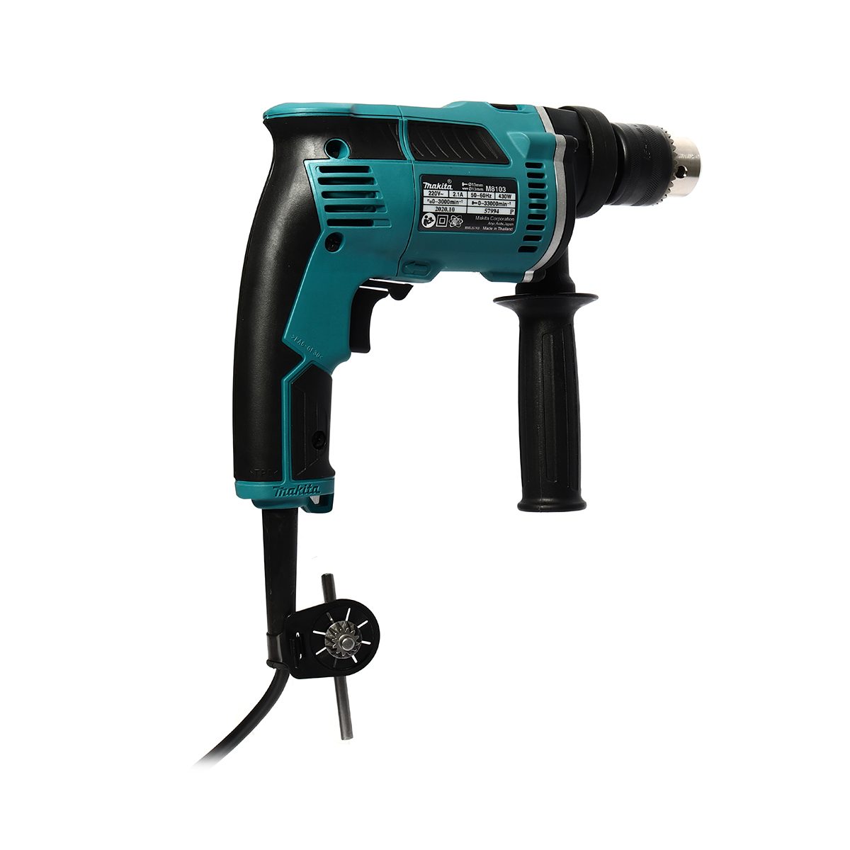 MAKITA สว่านกระแทกไฟฟ้า ขนาด 13 มม. (1/2 นิ้ว) กำลังไฟ 430 วัตต์ รุ่น M8103KX2B ความเร็วรอบตัวเปล่า 0 - 3,000 รอบ/นาที พร้อมอุปกรณ์เสริม 26 