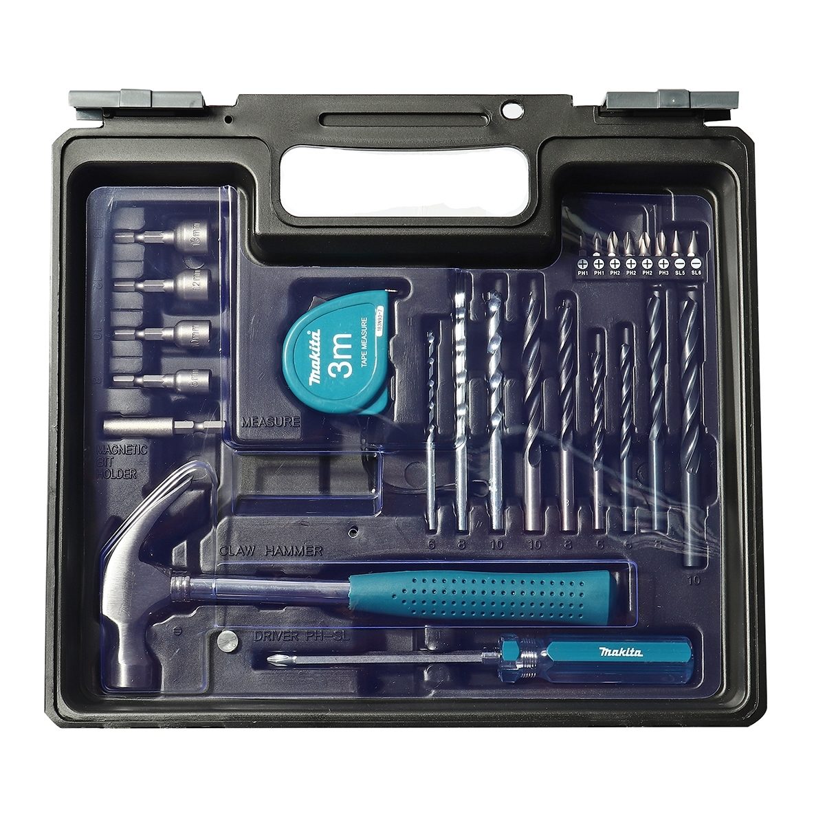 MAKITA สว่านกระแทกไฟฟ้า ขนาด 13 มม. (1/2 นิ้ว) กำลังไฟ 430 วัตต์ รุ่น M8103KX2B ความเร็วรอบตัวเปล่า 0 - 3,000 รอบ/นาที พร้อมอุปกรณ์เสริม 26 