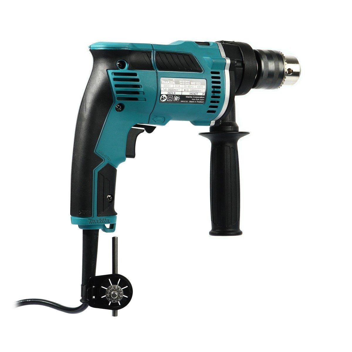 MAKITA สว่านกระแทกไฟฟ้า ขนาด 13 มม. (1/2 นิ้ว) กำลังไฟ 430 วัตต์ รุ่น M8103KX5B ความเร็วรอบ 0 - 3,000 รอบ/นาที พร้อมอุปกรณ์เสริม 74 ชิ้น (มา