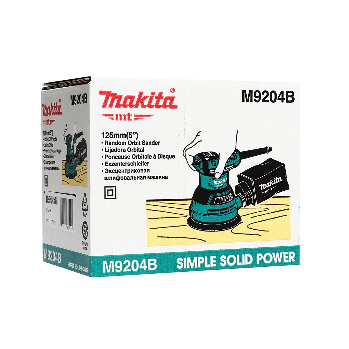 MAKITA เครื่องขัดกระดาษทรายกลมสั่นสุ่ม 5 นิ้ว (125 มม.) กำลังไฟ 240 วัตต์ รุ่น M9204B ความเร็วการขัด 12,000 OPM มีฉนวนสองชั้น (มากีต้า)